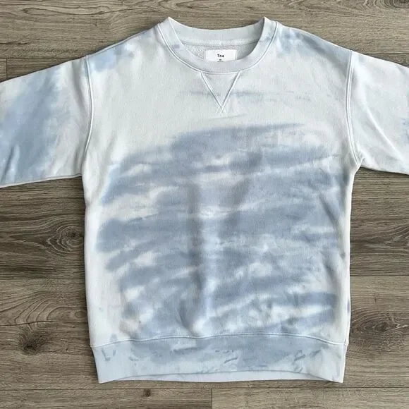 Aritzia TNA Crewneck Sweatshirt Sz. XS Classic Fit Pastel Tie Dye Blue Retro 90s - Picture 3 of 9